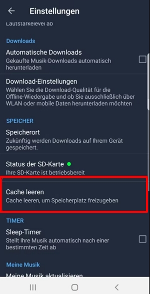Amazon-Music-Cache löschen auf Android