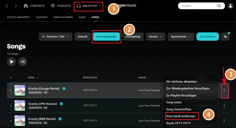 Alle Amazon-Music-Downloads auf Desktop löschen