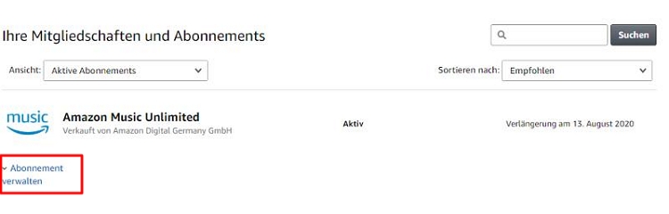 Abonnement verwalten