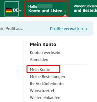 klicken Sie auf Mein Konto