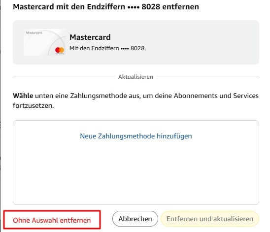 Ohne Auswahl entfernen