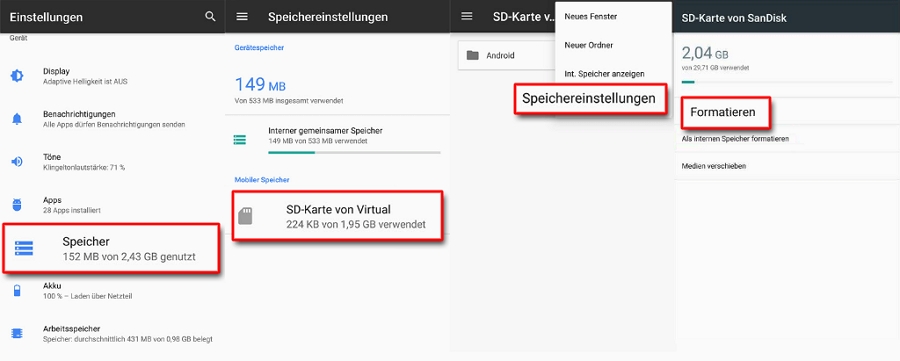 SD-Karte neu formatieren 
