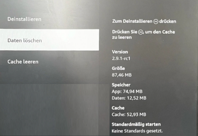 Cache und App-Daten löschen