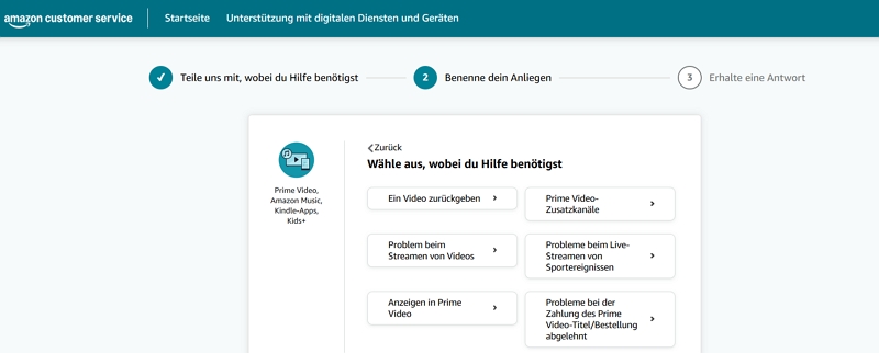 Amazon Prime Kundenservice kontaktieren