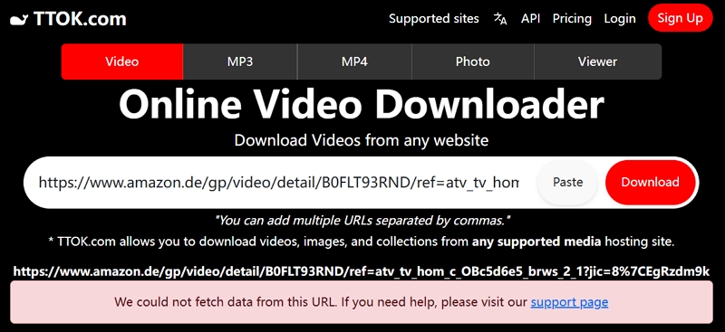 ttok unterstützt Amazon Prime Video nicht