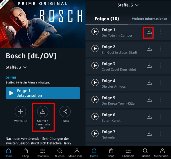 Amazon Prime offline schauen auf Android-Geräten