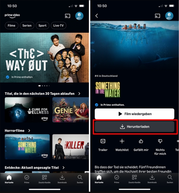 Amazon Prime Video mit der offiziellen Download-Funktion herunterladen