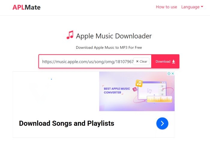 kopierten Link einfügen | Apple Music MP3 herunterladen
