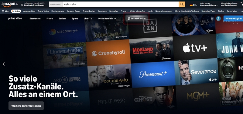 Apple TV+ als Prime Video Channel - schritt 1