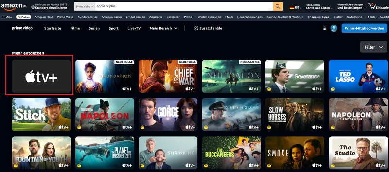 Apple TV+ als Prime Video Channel - schritt 2