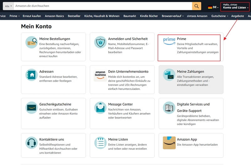 Apple TV+ als Prime Video Channel kündigen - schritt 1