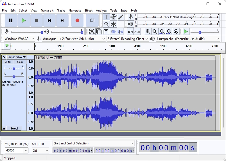 Bearbeitungsfunktion von Audacity