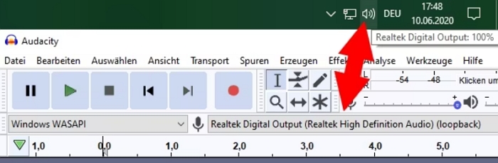 Wählen Sie  die Loopback-Option des Geräts