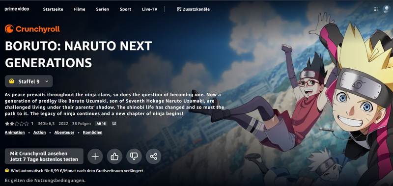 Crunchyroll über Prime Video