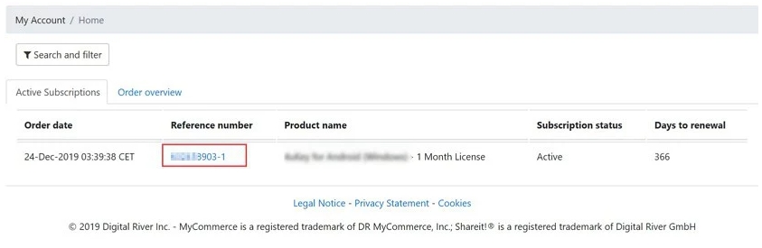 Abonnement bei MyCommerce kündigen, Schritt 2