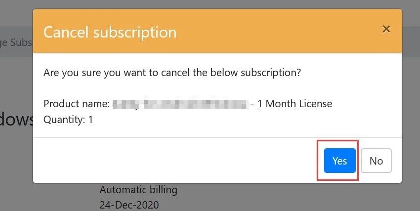 Abonnement bei MyCommerce kündigen, Schritt 4