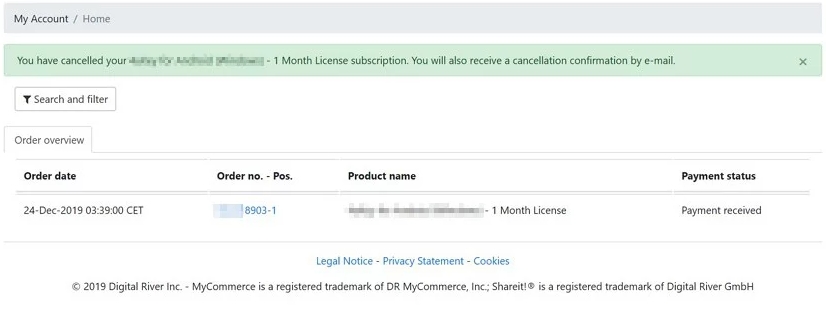Abonnement bei MyCommerce kündigen, Schritt 5