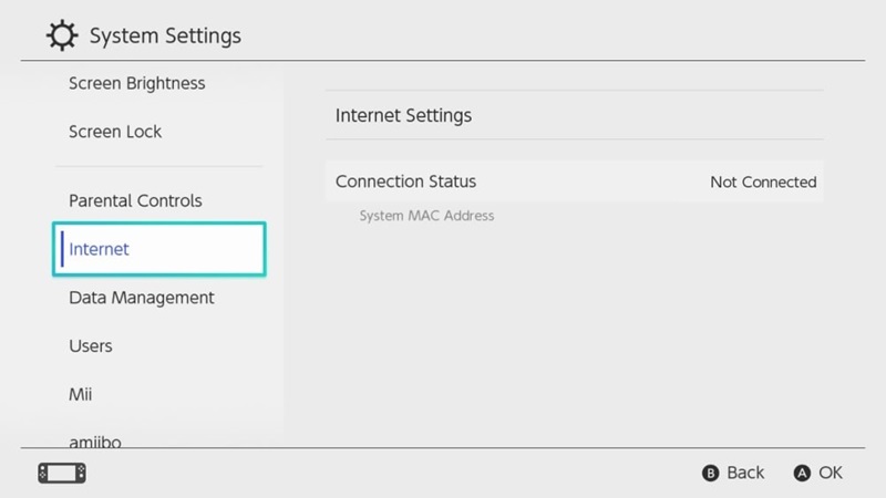 Internet Einstellungen auswählen | Spotify Nintendo Switch
