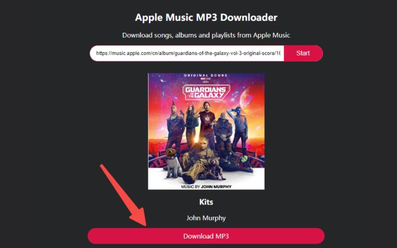 tippe auf „MP3 herunterladen | Apple Music-Wiedergabelisten als MP3 herunterladen“