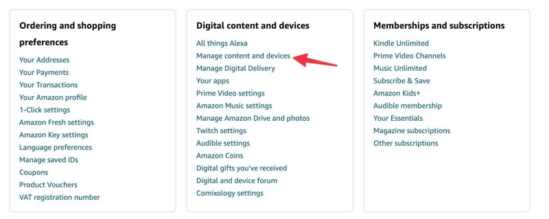 Ihre Inhalte und Geräte verwalten | amazon prime video nicht verfügbar