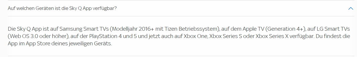 nutzung der sky q app auf smart tvs