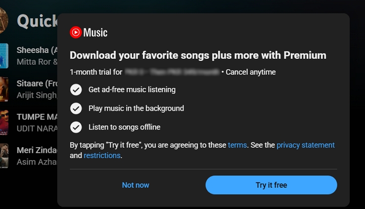YouTube Music im Browser