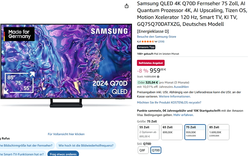 Samsung 43–55 Zoll TVs