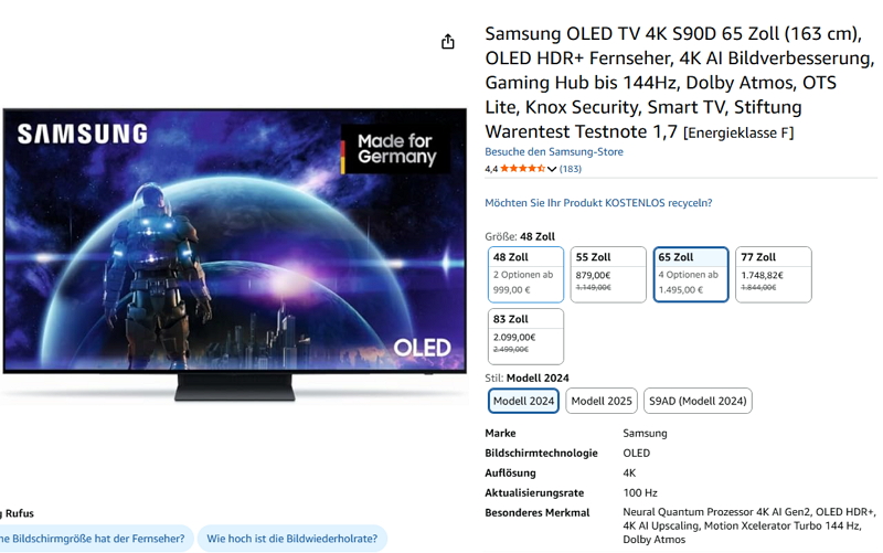 Samsung 75–85 Zoll +