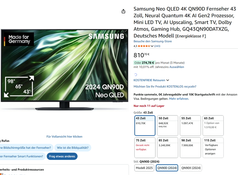 Samsung QD-OLED und Neo QLED mit HDMI 2.1