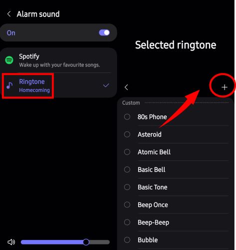 Soundauswahl öffnen | Set Spotify as Alarm