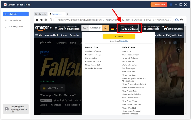  melden Sie sich mit Ihrem Amazon-Konto an.