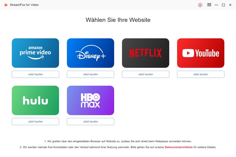 Prime Video mit StreamFox Video offline anschauen - schritt 1
