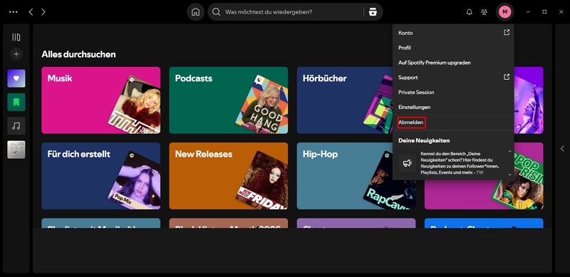Spotify abmelden