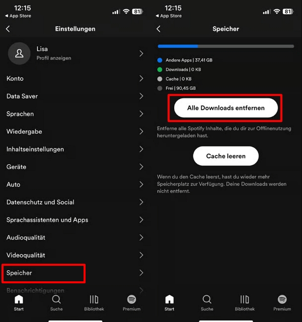  löschen sie alle heruntergeladenen Spotify-Songs auf Mobilgeräten auf einmal