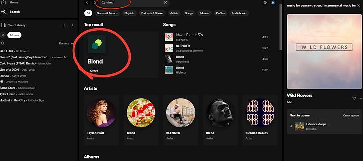 Auf die Blend Option tippen | Spotify Playlists zusammenfügen