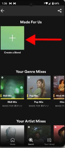 Auf Blend erstellen tippen | Spotify Playlists zusammenfügen