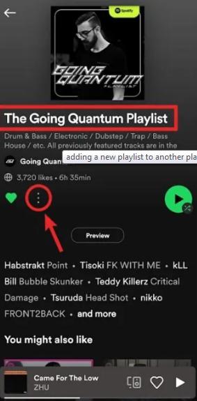 Auf die drei Punkte klicken | Spotify Playlists zusammenfügen