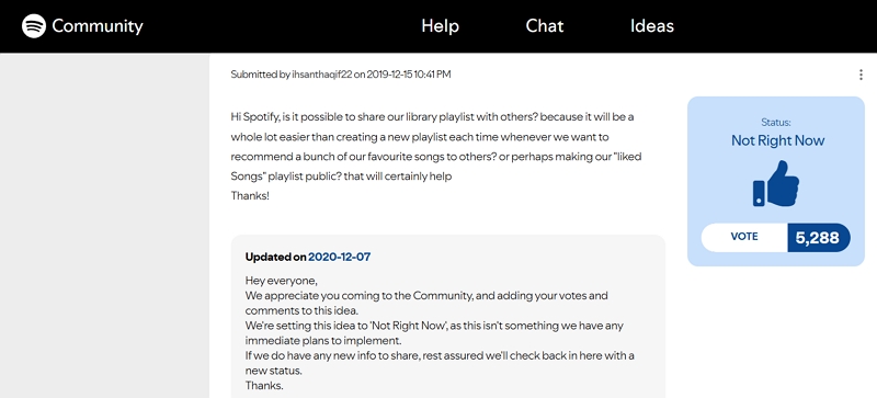 Die Playlist „Lieblingssongs“ ist derzeit nicht teilbar