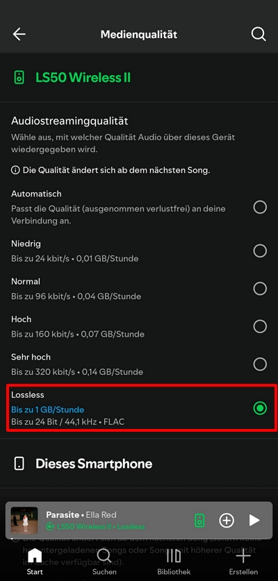 Wie Sie Spotify Lossless auf Smartphone aktivieren
