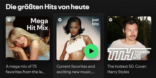 Testen Sie zunächst andere Songs