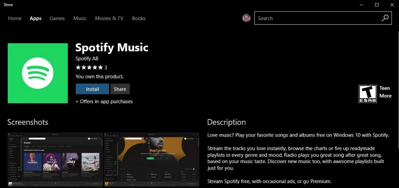 spotify aus dem Microsoft Store neu installieren