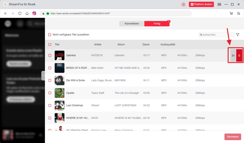 Klicken Sie auf „Ausgabedatei anzeigen | Spotify-Songs auf lokalen MP3-Mac herunterladen“
