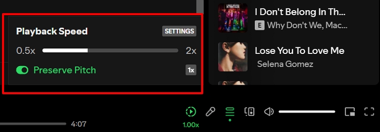 Geschwindigkeitsregler öffnen | spotify wiedergabegeschwindigkeit