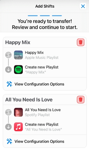 Quelle und Ziel festgelegt sind
