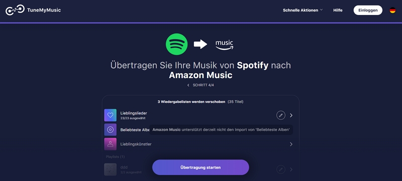 Übertragung starten