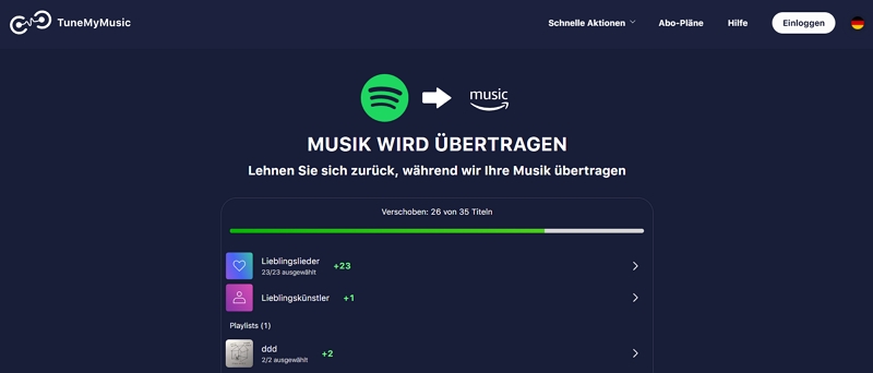 der Export erfolgreich war