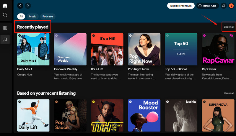 spotify löschen auf der arbeitsfläche gezeigt | spotify verlauf löschen