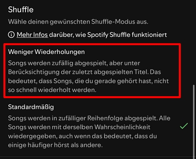 „Weniger Wiederholungen“ in den Einstellungen aktivieren