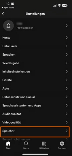 spotify speicherort auf android