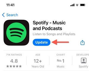 aktualisieren Spotify auf dem Handy